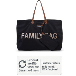 CHILDHOME Family Bag Wickeltasche in Schwarz und Gold, zeigt ihr großes Fassungsvermögen und die abnehmbare Tasche.