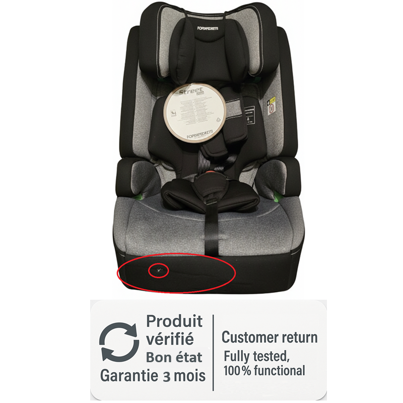 Renoveret Foppapedretti Street I-Size autostol (76-150 cm) med mindre fejl i stof/plast, Carbon-farve.