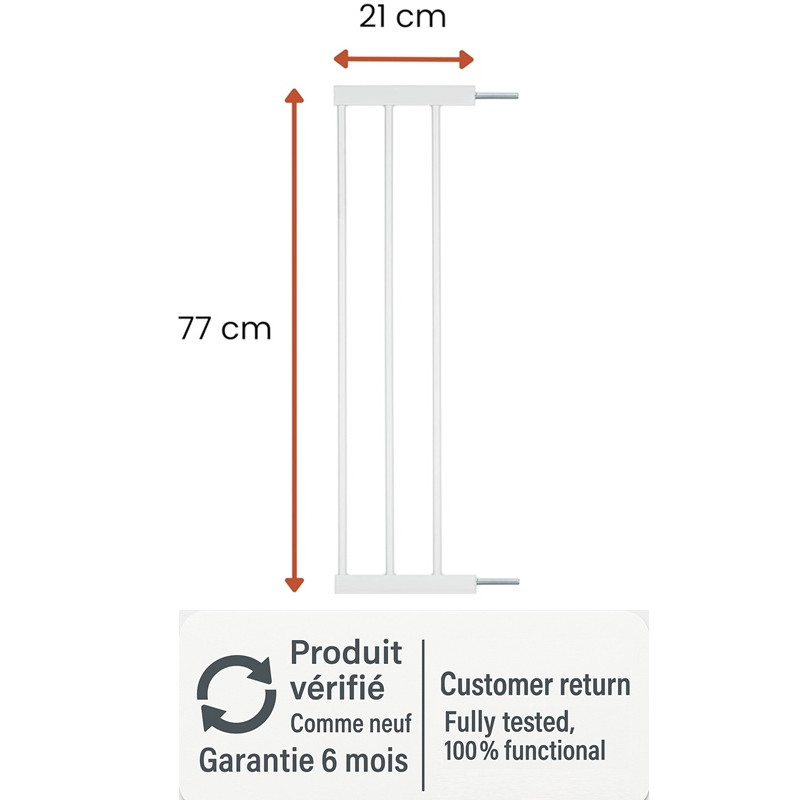 21 cm vit metallförlängning för Hauck barnsäkerhetsgrind