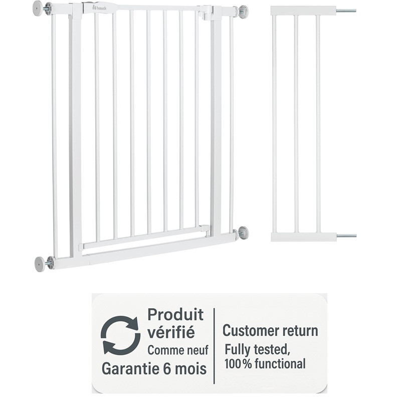 Barrière de sécurité Hauck Open N Stop 2 blanche avec extension de 21 cm pour largeur 96 à 105 cm