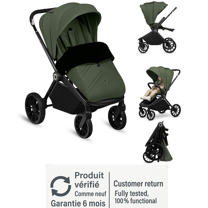 Kinderwagen Lionelo Mika Plus mit wasserdichtem XXL-Verdeck und 360 Grad drehbaren Rädern